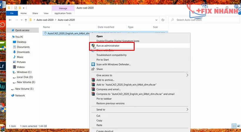 Khởi chạy tệp Setup.exe để bắt đầu cài đặt AutoCAD 2020