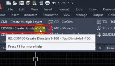 Kích hoạt lệnh CDS100 để tạo Dimstyle tỷ lệ 1:100 tự động, tối ưu hóa bản vẽ