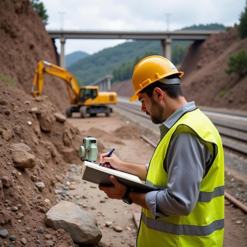 Chuyên gia địa kỹ thuật đang tiến hành khảo sát hiện trường, thu thập mẫu đất để đánh giá các yếu tố địa chất, đảm bảo nền móng cho công trình nuôi trồng thủy hải sản được vững chắc và an toàn theo các tiêu chuẩn kỹ thuật tiên tiến.