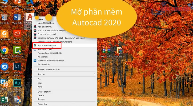 Màn hình chào mừng và khởi chạy AutoCAD 2020 lần đầu
