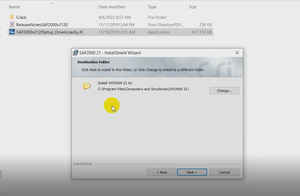 Màn hình &quot;Custom Setup&quot; trong quá trình cài đặt SAP2000 v21, chọn &quot;Next&quot; để giữ các cài đặt mặc định và tiếp tục.