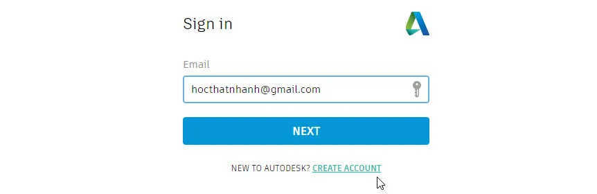 Màn hình đăng nhập tài khoản Autodesk để tiếp tục quá trình cài đặt AutoCAD miễn phí cho sinh viên.