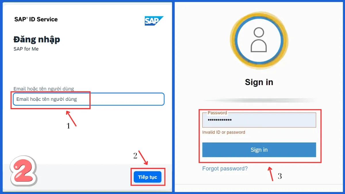 Màn hình đăng nhập tài khoản SAP để truy cập khu vực tải xuống.