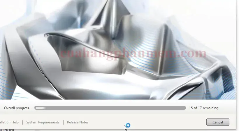 Màn hình hiển thị quá trình cài đặt phần mềm AutoCAD 2021 đang diễn ra