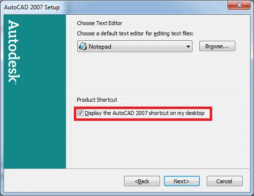 Màn hình tóm tắt các lựa chọn cài đặt AutoCAD 2007 trước khi bắt đầu quá trình cài đặt chính thức