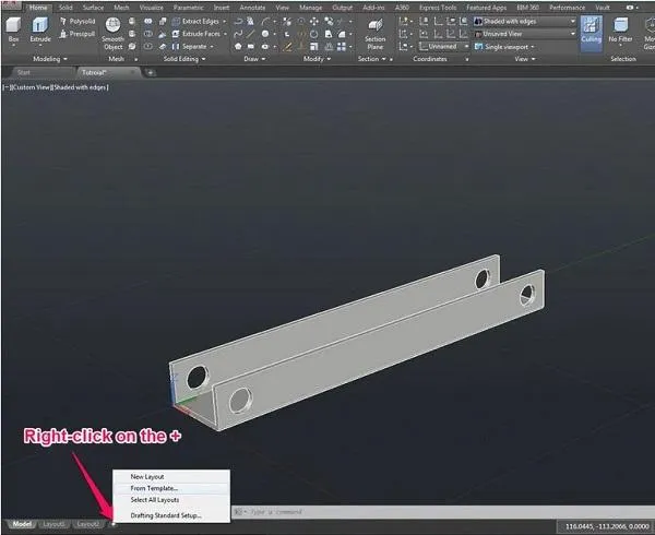 Mẫu bản vẽ kỹ thuật trong AutoCAD 2020 với khung tên và các thông tin dự án, sẵn sàng để chèn chế độ xem mô hình.