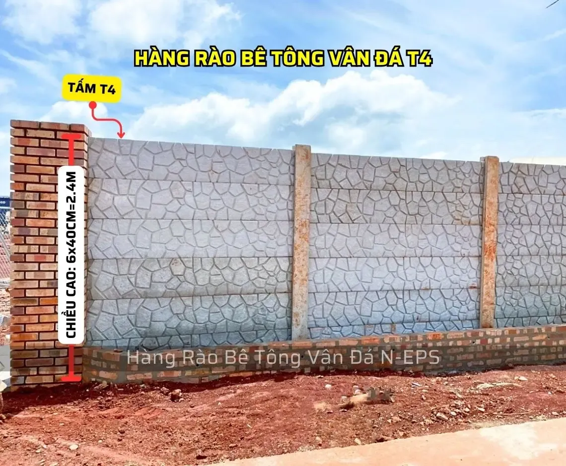 Mẫu hàng rào lưới B40 cột bê tông trần đẹp mắt và vững chắc cho mọi công trình