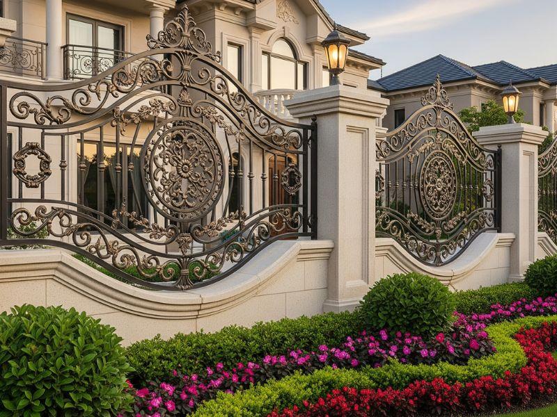 Mẫu hàng rào lưới thép đẹp kết hợp với vật liệu gỗ tạo vẻ ấm cúng và sang trọng