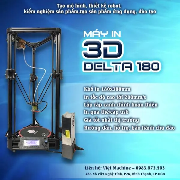 Máy in 3D Delta giá gốc, minh họa công nghệ tạo mẫu nhanh và mô hình hóa trực quan trong thiết kế.