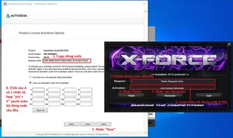 Minh họa các bước sử dụng XForce Keygen để crack AutoCAD 2016 Full vĩnh viễn.