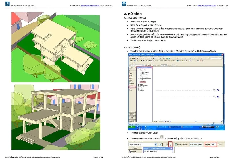 Minh họa các cấu kiện kết cấu trong giáo trình Revit Structure của Đại học Kiến trúc Hà Nội.