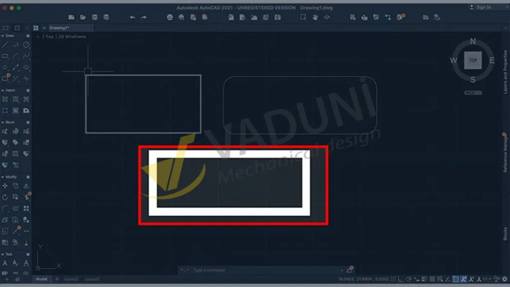 Minh họa các lệnh chỉnh sửa đối tượng 2D trong AutoCAD như Trim, Extend, Fillet, hỗ trợ quá trình tự học AutoCAD cơ bản.