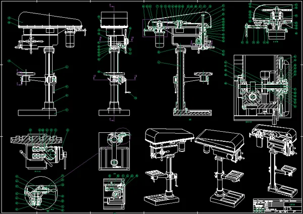Minh họa sản phẩm cuối khóa của học viên khóa học AutoCAD trực tuyến, một bản vẽ cơ khí 2D phức tạp với nhiều chi tiết.