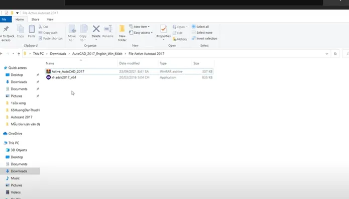 Mở thư mục chứa file kích hoạt (crack) của AutoCAD 2017 để chuẩn bị thực hiện