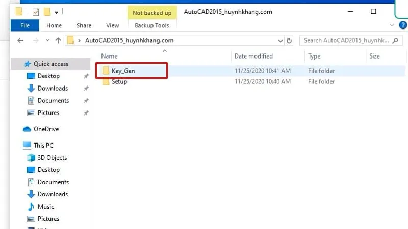 Mở thư mục Key_Gen để tìm công cụ kích hoạt AutoCAD 2015