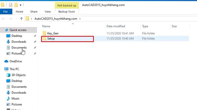 Mở thư mục Setup của bộ cài đặt AutoCAD 2015