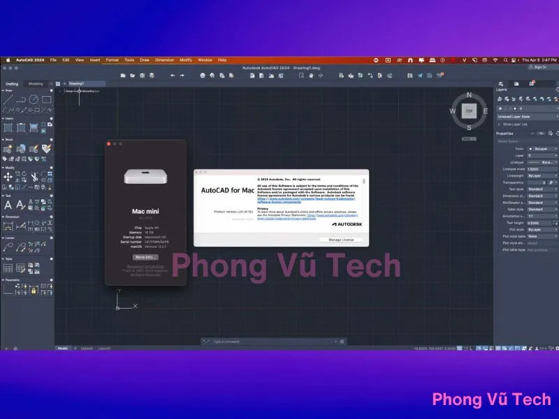 Người dùng thao tác trên MacBook với AutoCAD 2024, minh họa trải nghiệm sử dụng phần mềm vẽ kỹ thuật sau khi cài đặt AutoCAD cho MacBook M1.