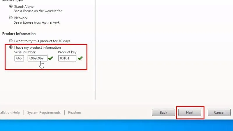 Nhập Serial number và Product key cho AutoCAD 2015