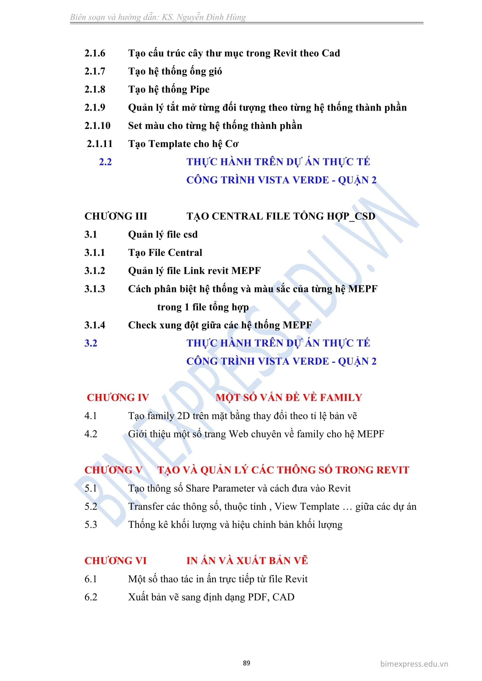 Nội dung chương trình Revit MEP chuyên sâu, trang 2