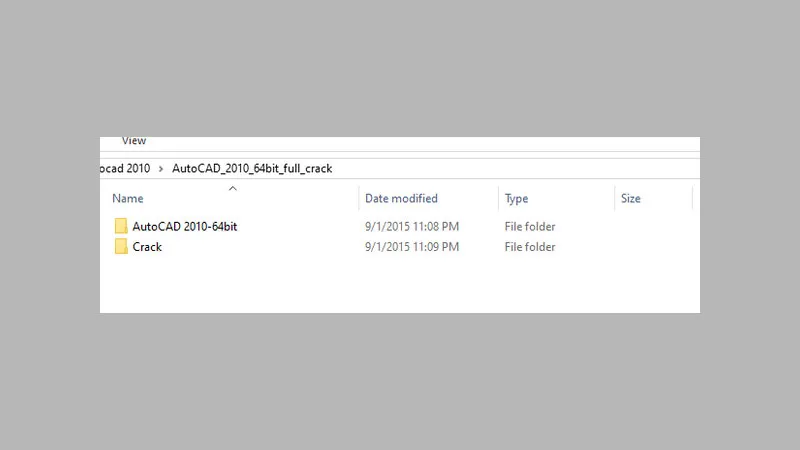 Nội dung thư mục sau khi giải nén thành công, chứa các file cần thiết để cài đặt AutoCAD 2010.