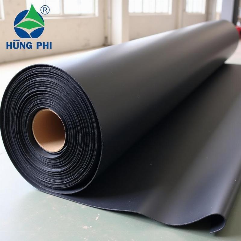 Kỹ thuật viên đang sử dụng máy hàn chuyên dụng để nối các tấm bạt HDPE, tạo thành một lớp lót liền mạch và chống thấm hiệu quả cho lòng kênh mương.