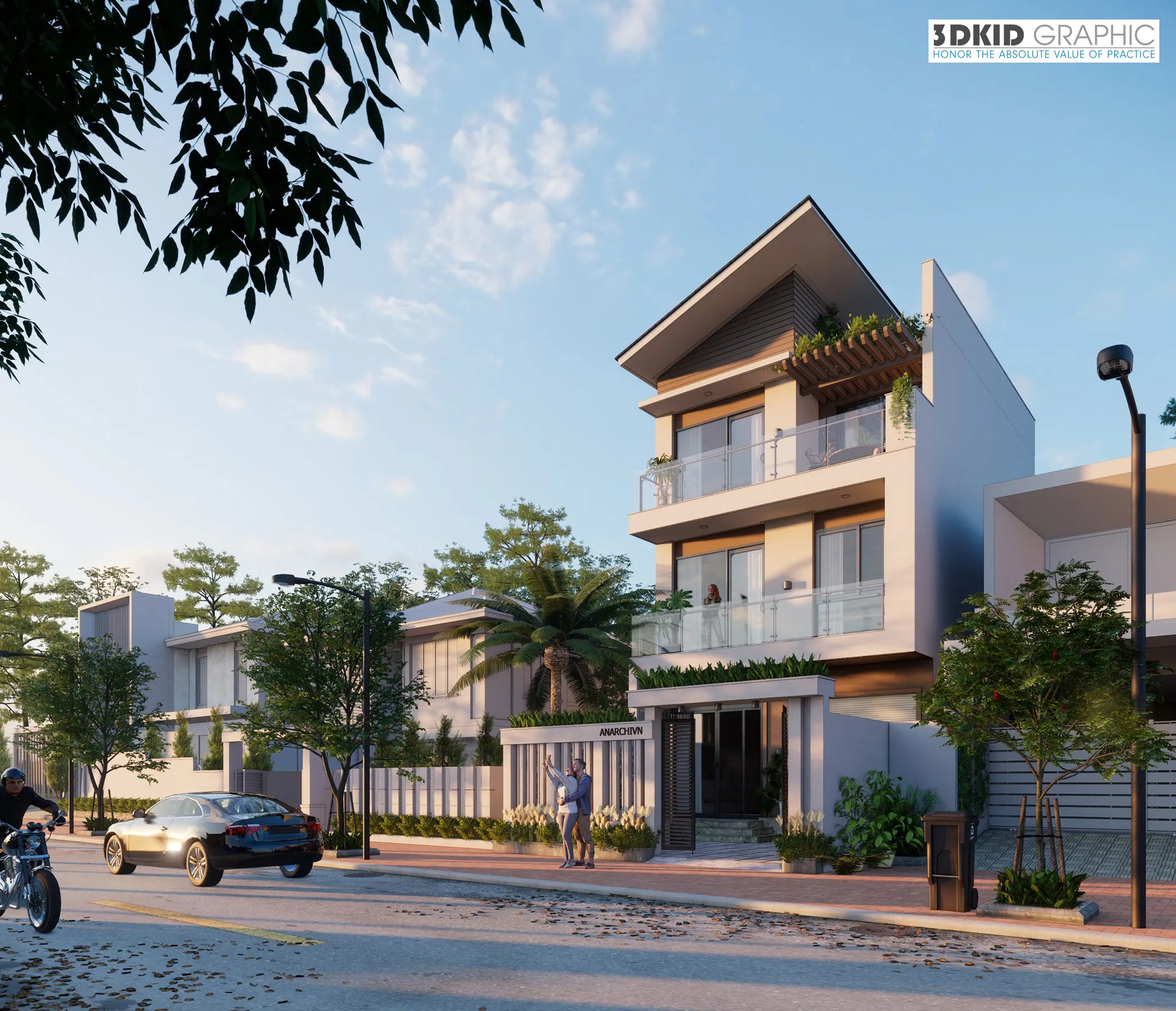 Render Nhà phố ban ngày với Enscape và Revit