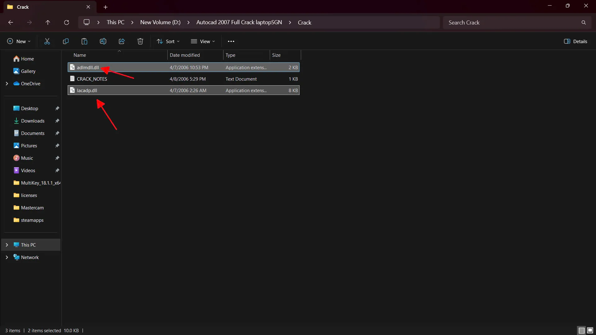 Sao chép hai tệp adlmdll.dll và lacadp.dll từ thư mục kích hoạt