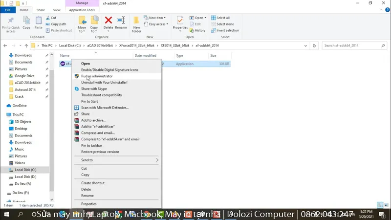 Sao chép mã kích hoạt (Activation Code) được tạo ra từ Keygen để dán vào Autocad 2014