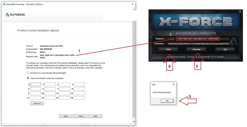 Sử dụng keygen để tạo mã kích hoạt cho AutoCAD 2019 từ Request Code