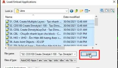 Tải các file AutoLisp từ thư mục Libra của XDAutoCAD, tối ưu hóa vẽ CAD
