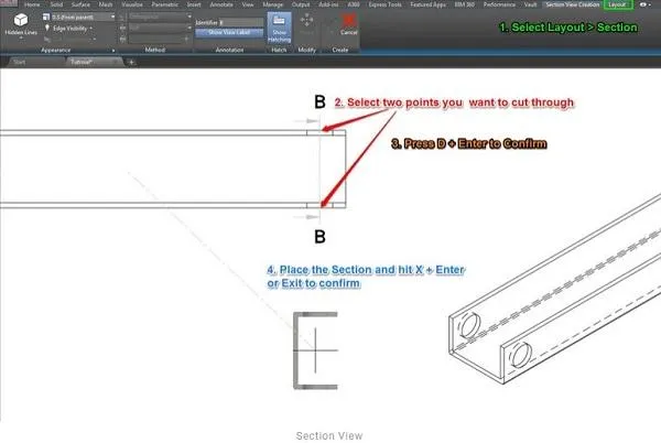 Tạo mặt cắt của mô hình 3D trong bản vẽ kỹ thuật AutoCAD 2020