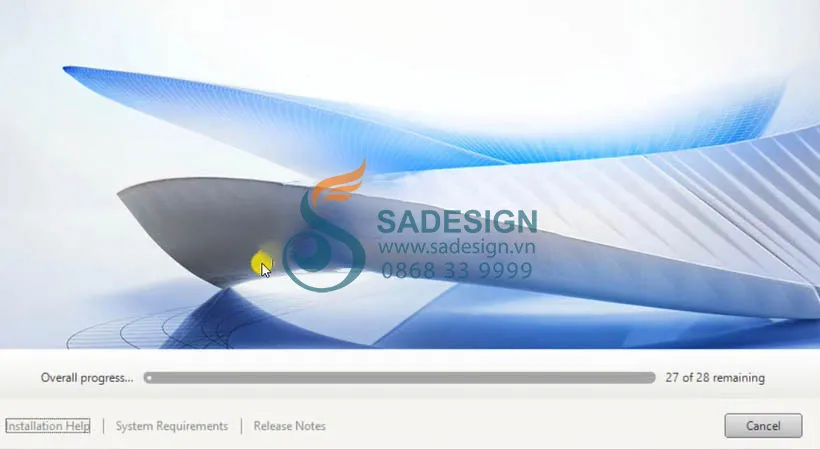 Thanh tiến trình hiển thị quá trình cài đặt Autodesk Inventor 2020 đang diễn ra, báo hiệu người dùng cần chờ đợi cho đến khi hoàn tất.