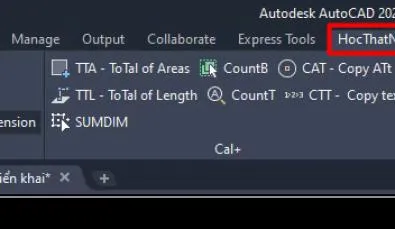 Thẻ Ribbon mới chứa các lệnh AutoLisp từ XDAutoCAD, hỗ trợ vẽ CAD nhanh chóng