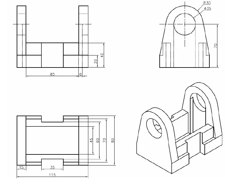 Thiết kế 3D của một thiết bị với các chi tiết cong và đối xứng