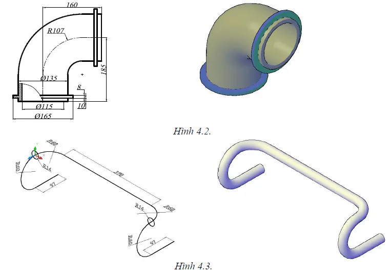 Thiết kế một chi tiết cơ khí có các phần được Extrude với độ dày và góc côn khác nhau