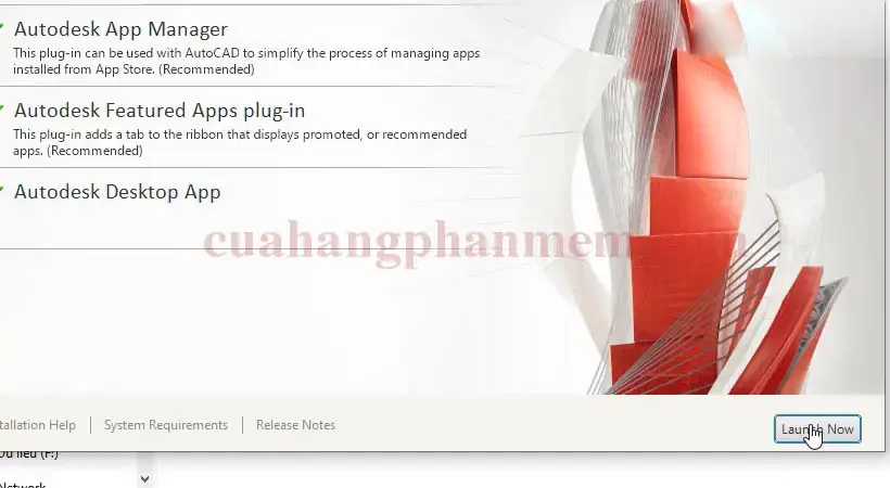 Thông báo hoàn thành cài đặt phần mềm AutoCAD 2021