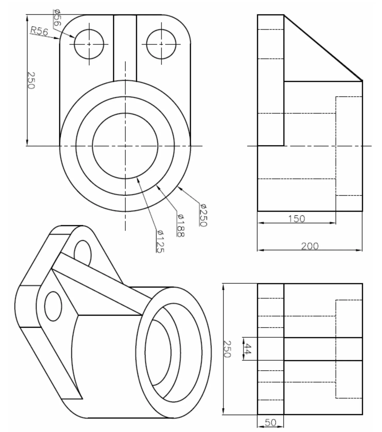 Thực hành vẽ và chỉnh sửa trong AutoCAD 2D: Bài ôn tập 6