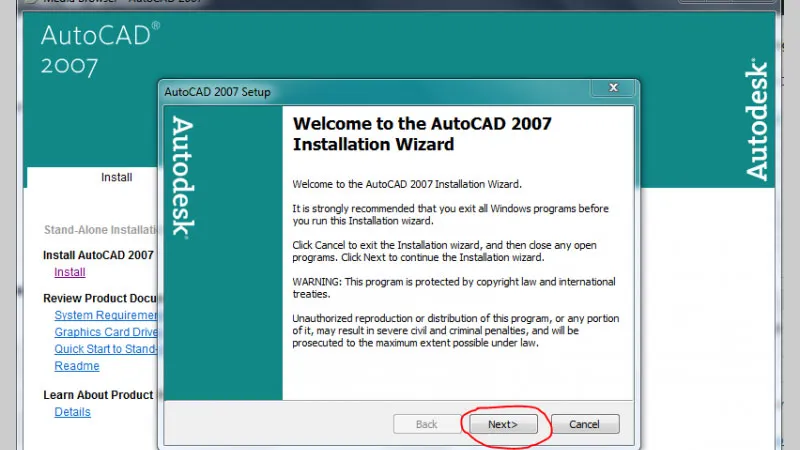 Tiến hành các bước cài đặt AutoCAD 2007 tiếp theo