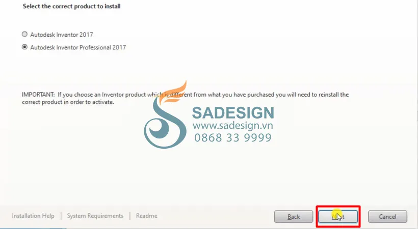 Tiếp tục nhấn Next trong các bước cài đặt phần mềm Inventor 2017
