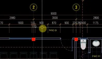 Tiếp tục vẽ các đoạn tường khác nhau bằng lệnh REC để hoàn thiện kết cấu mặt bằng
