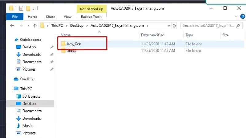 Truy cập thư mục Key_Gen để lấy công cụ kích hoạt cho AutoCAD 2017