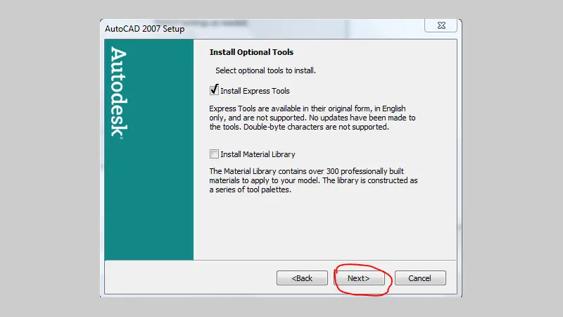 Tùy chọn cài đặt Express Tools cho AutoCAD 2007