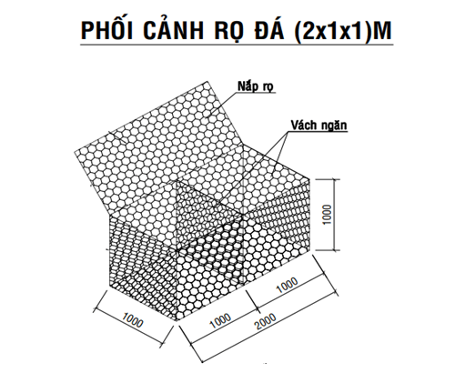 Rọ đá sử dụng dây viền mạ kẽm được bố trí dọc bờ biển để chống sạt lở và xói mòn