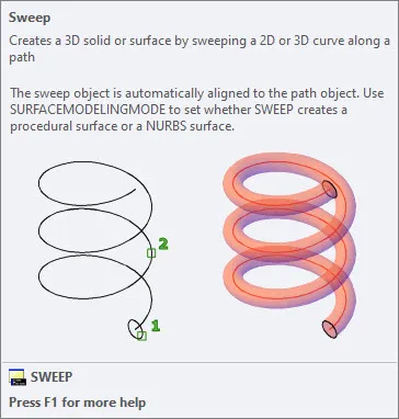 Ứng dụng lệnh Sweep để tạo khối 3D theo đường dẫn tùy chỉnh trong CAD