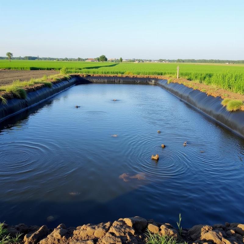 Kỹ sư đang giám sát quá trình thi công màng chống thấm HDPE cho một hồ chứa nước thải công nghiệp lớn, đảm bảo tính kín khít và hiệu quả bảo vệ môi trường.