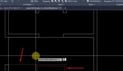 Vẽ bậc thang đầu tiên của cầu thang bằng lệnh Line sau khi chuyển Layer