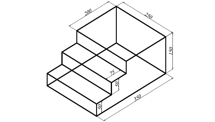Ví dụ mô hình bậc tam cấp được tạo bằng kỹ thuật Surface trong AutoCAD 3D