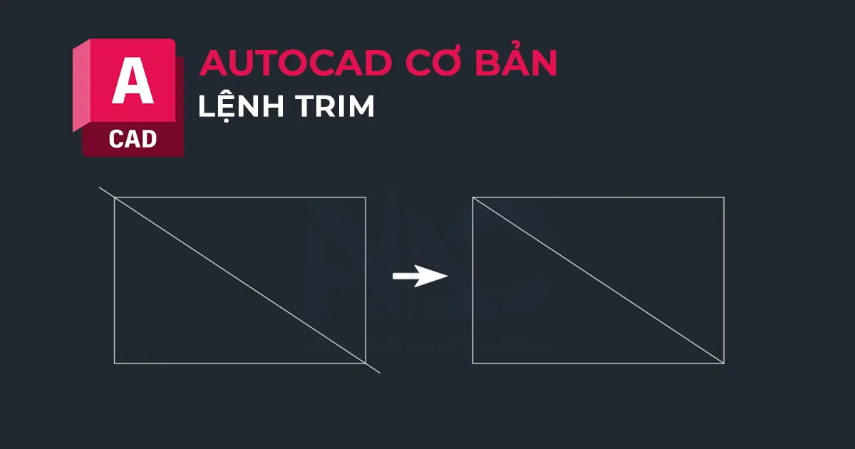 Ví dụ về lệnh TRIM (TR) để cắt xén các đối tượng giao nhau trong AutoCAD, một công cụ quan trọng khi học cách vẽ Autocad cơ bản.