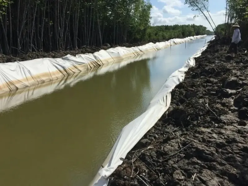 Vải địa kỹ thuật HD50C được ứng dụng trong các công trình thủy lợi để chống xói lở và gia cố mái dốc