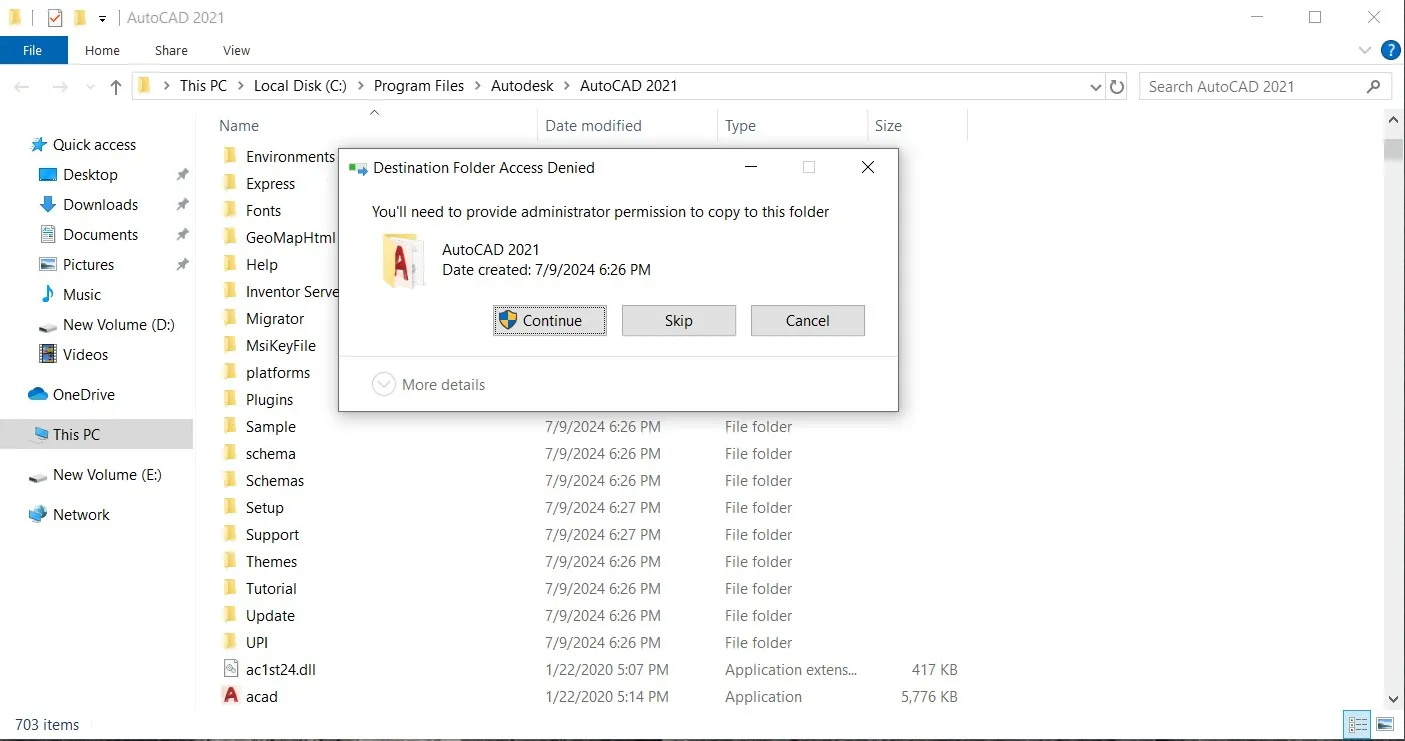 Xác nhận quyền truy cập để hoàn tất quá trình crack AutoCAD 2021